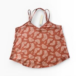 Papermoon Strappy Paisley Print Coral Tank Top NWT Petite Medium